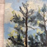 Landscape with poppies, oil on panel, Henry d'Avesnes (1907-1999)