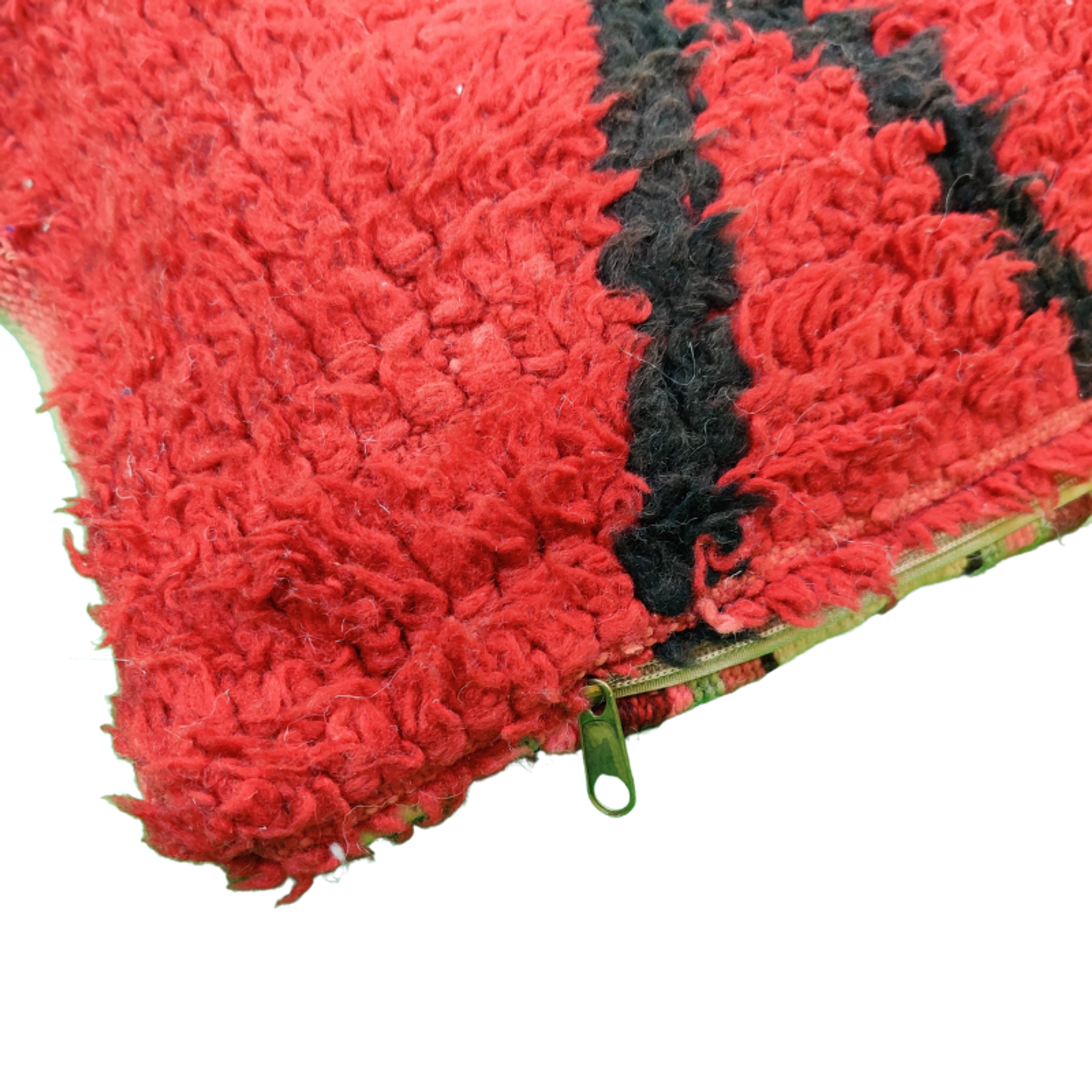 Beni Ouarain Berber cushion in red and black
