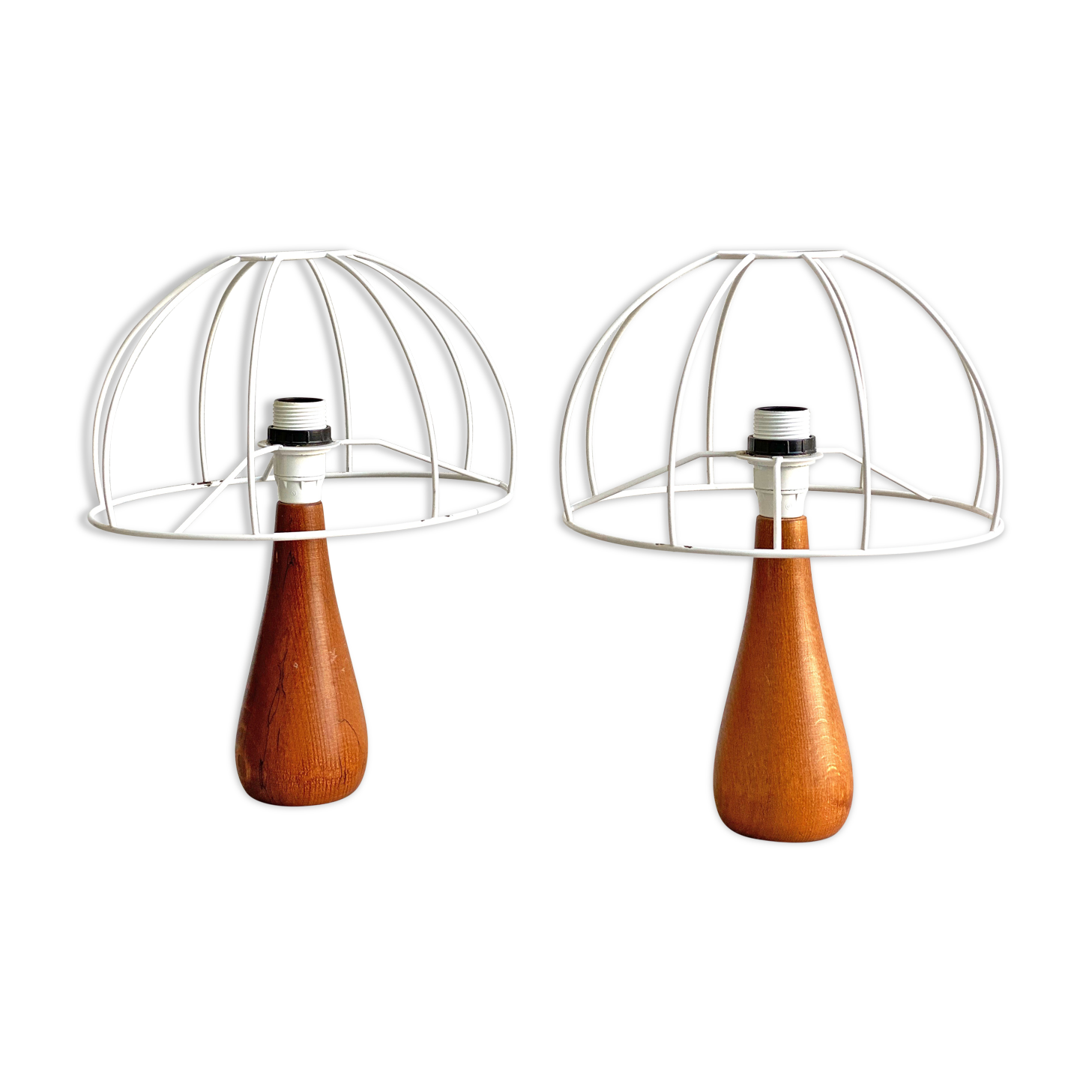 Set of 2 vintage teak table lamps / lamp bases