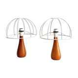 Set of 2 vintage teak table lamps / lamp bases