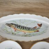 Rare: fish set 11 pieces, Société Française de Porcelaine