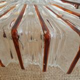 Ceiling lamp / wall lamp in molded glass two-tone square 70s
