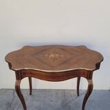 Napoleon III violin-shaped middle desk table 19th in marquetry