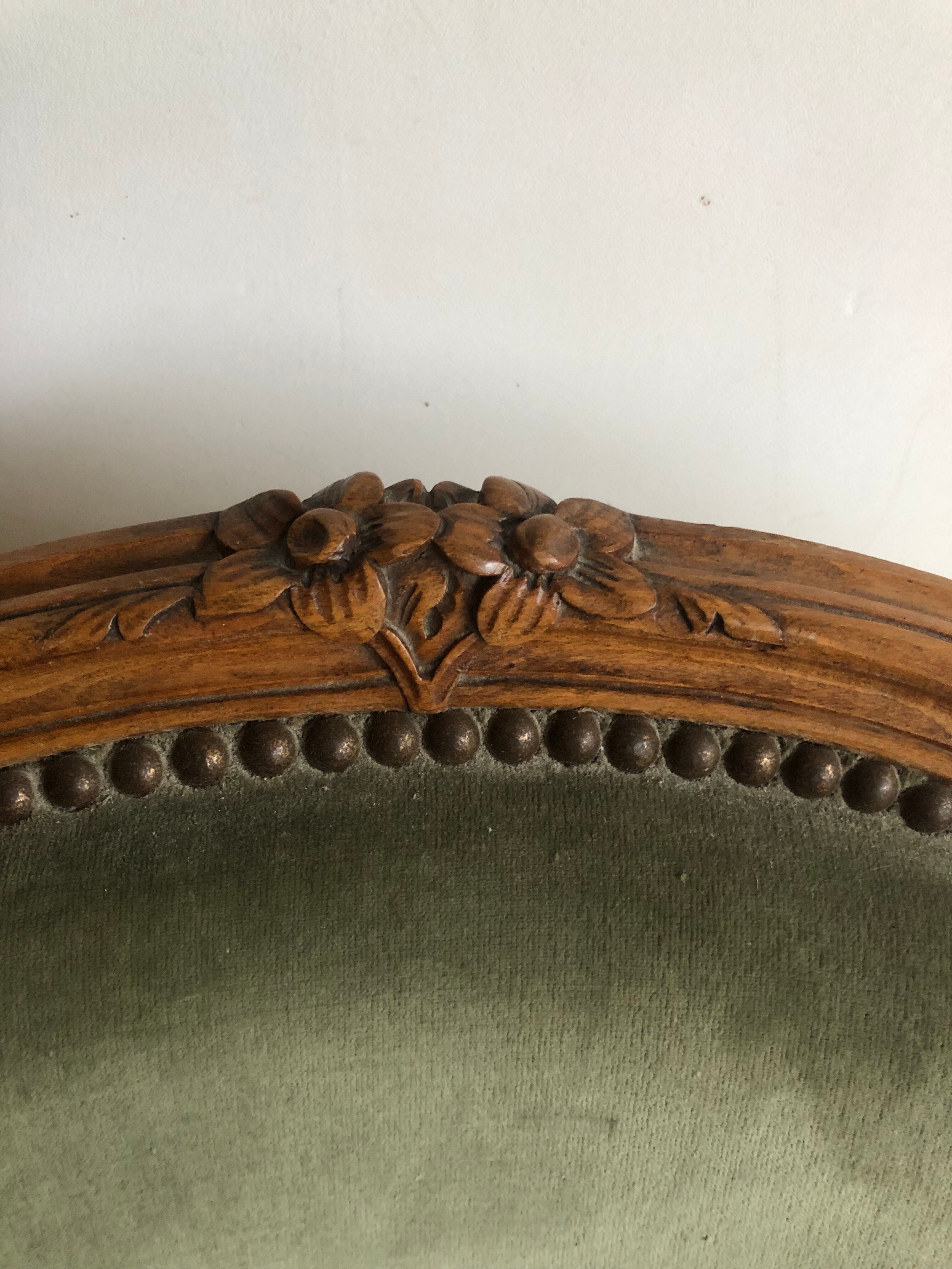 Green shepherdess armchair Louis XV style