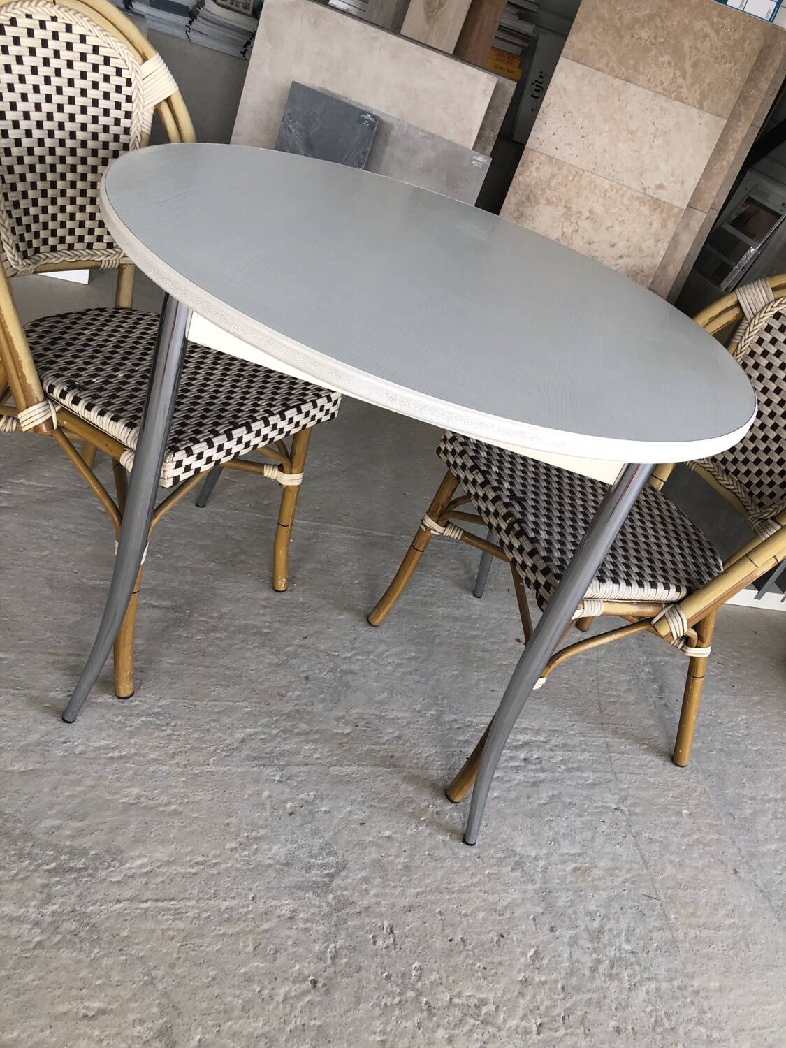 Vintage round table and 2 bistro chairs