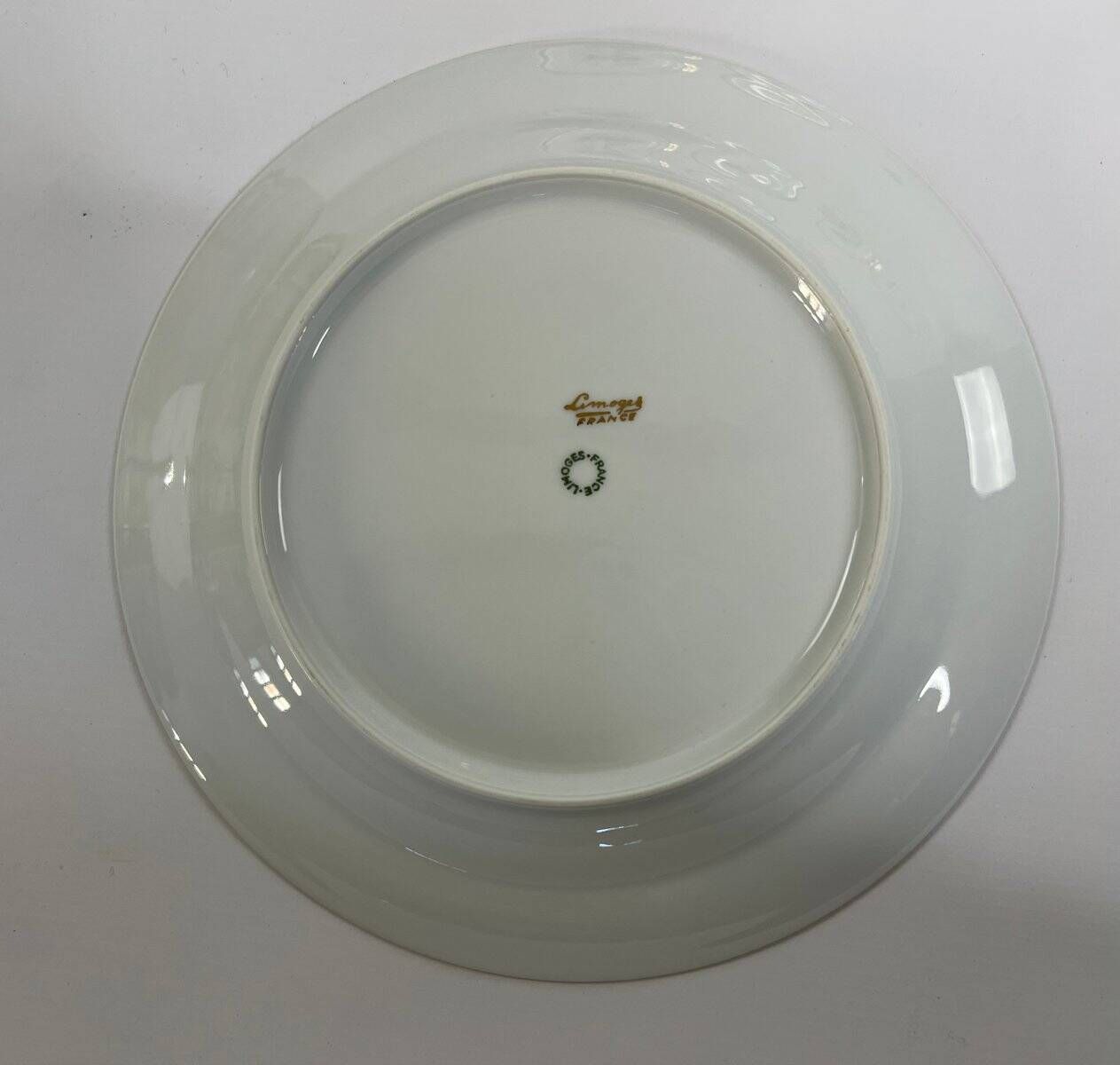 Porcelain plates and fish decoration sauce boat from Limoges, 1980s, set of 13.