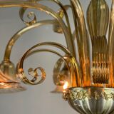 Venetian chandelier in golden murano glass, 8 arms of light