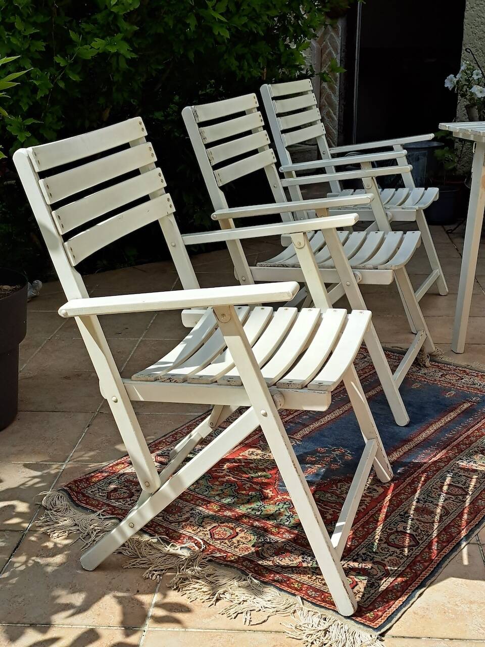 Vintage white wooden garden furniture