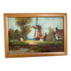 Small village painting with a mill, oil on canvas, signed.
