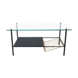 Glass coffee table door magazines 50s