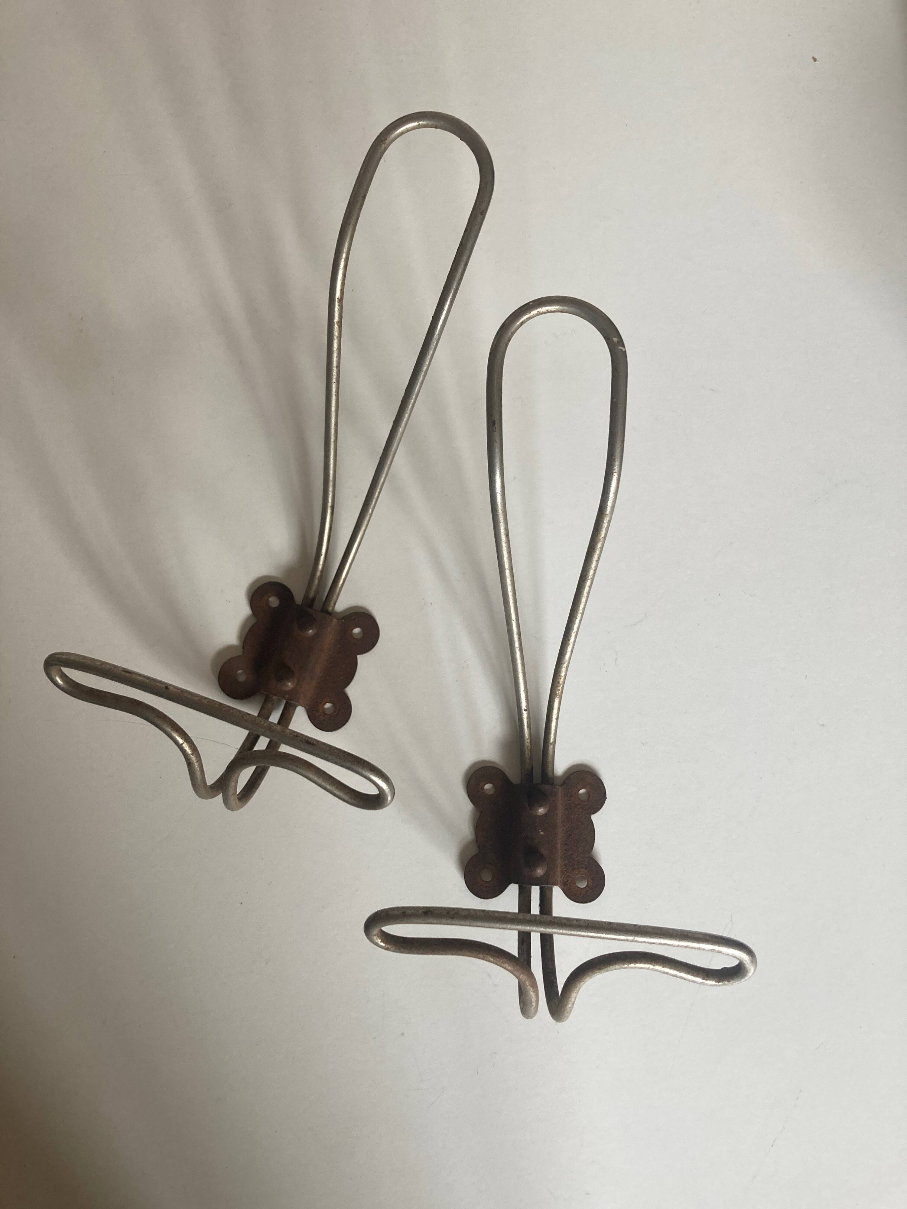 Pair of modernist curved coat hooks 1950