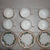 Set of 6 coffee/tea cups and 12 matching saucers from the 50's