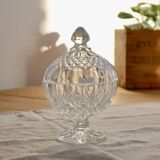 Antique crystal bonbonnière on a pedestal – Cut decoration