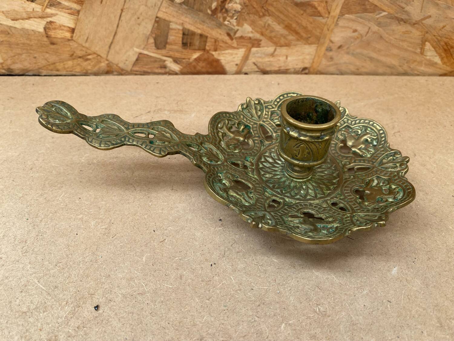 Antique Vintage Gilt Bronze Cellar Raz Hand Candle Holder