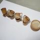 Série de 8 tasses et sous tasses vintage en grès