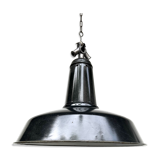 Lampe suspension tôle émaillée de couleur noire émail blanc à l'intérieur ø42cm