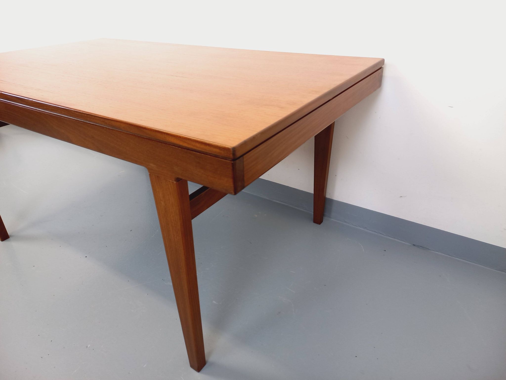 Vintage Scandinavian 50s 60s teak dining table with extension