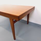 Vintage Scandinavian 50s 60s teak dining table with extension