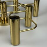 60s 70s 9-bulb ceiling lamp from Leola Leuchten Germany in brass