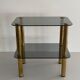Side table in thick greenish glass with brass legs, Italy, 1960s.
