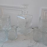 Set carafe and 6 whisky glasses years 60-70
