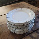 8 Dessert Plates in Limoges Porcelain - Silver Rim, Mid-20th Century