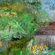 Flower garden and stream, signed