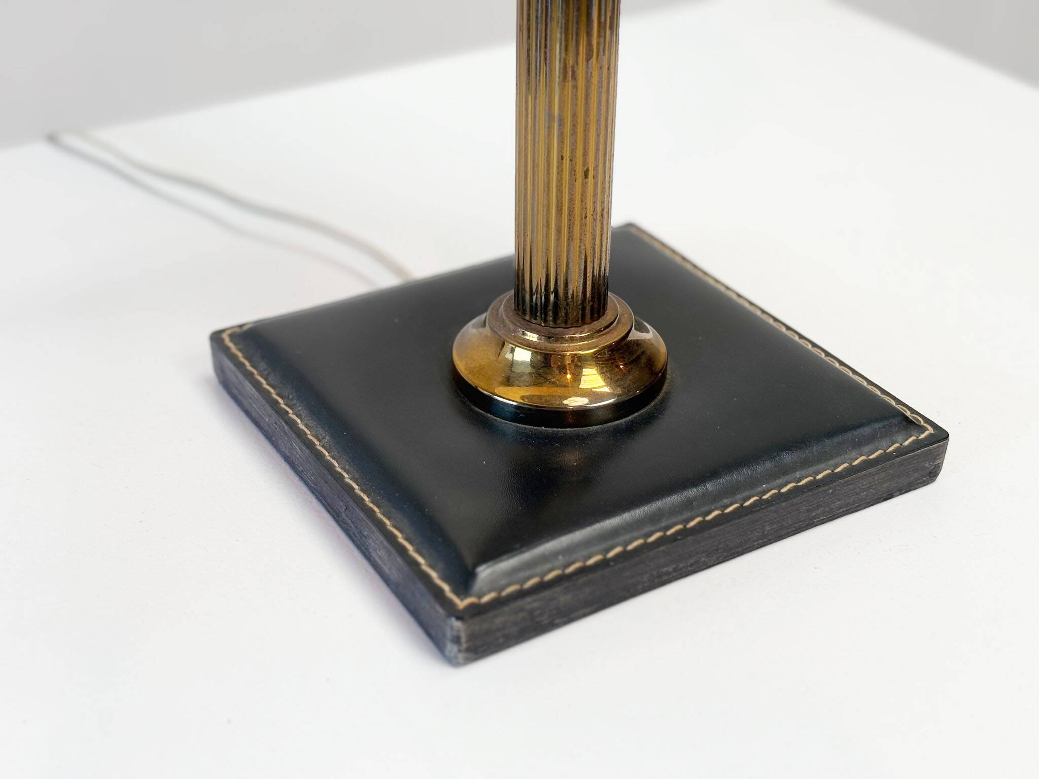 Black leather table lamp