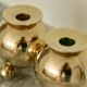 Pair of mid-century Swedish heavy brass candle holders