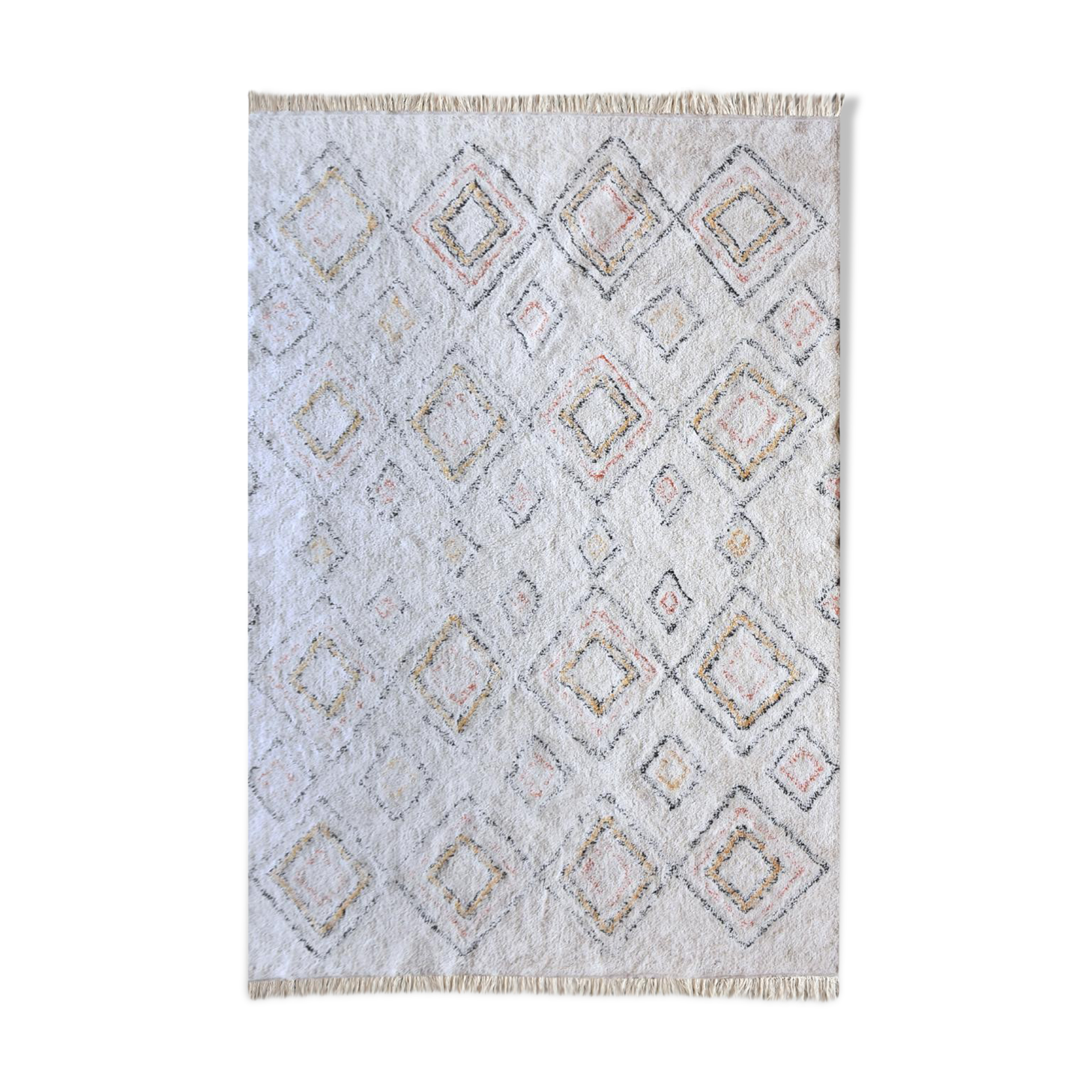 Berber carpet 190x290 cm white colorful patterns