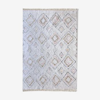 Berber carpet 190x290 cm white colorful patterns