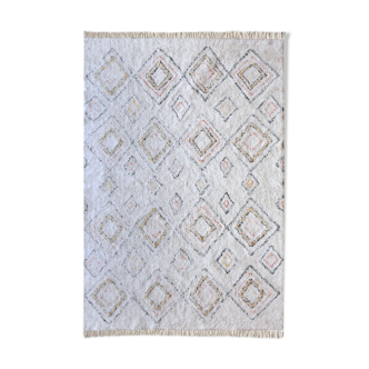 Berber carpet 190x290 cm white colorful patterns