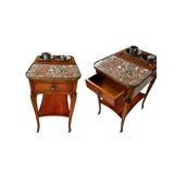 Solid Walnut and Marble Refreshment Table – 19th Century