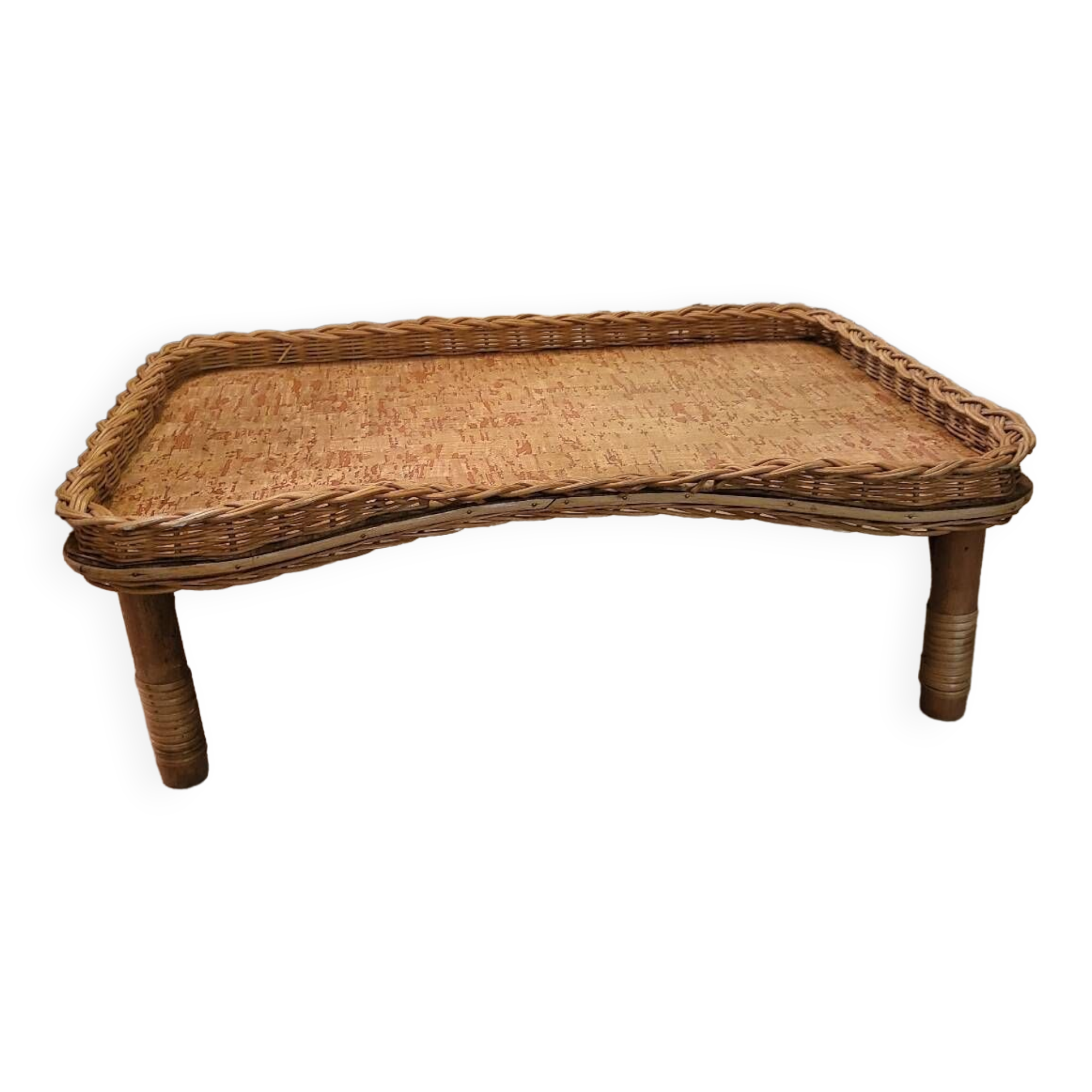 Plateau sur pieds rotin