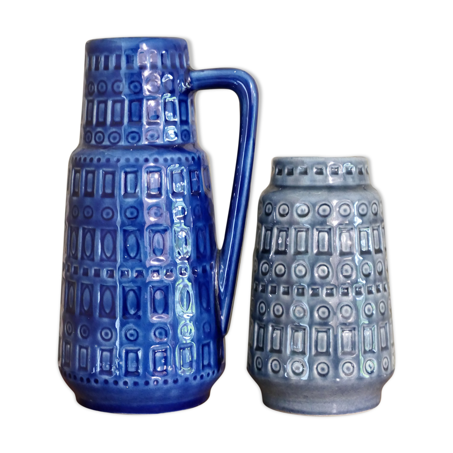 Paire de vases assortis 1960-1970 Scheurich bleu - gris