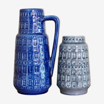 Pair of matching vases 1960-1970 Scheurich blue - grey