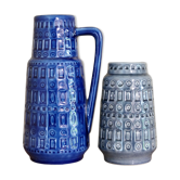 Paire de vases assortis 1960-1970 Scheurich bleu - gris