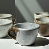 Set of 5 Indonesian ceramic handle coffee cups
