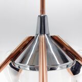 Mid-century chrome, copper & plastic chandelier by drukov, 1970s / 2 pieces avl