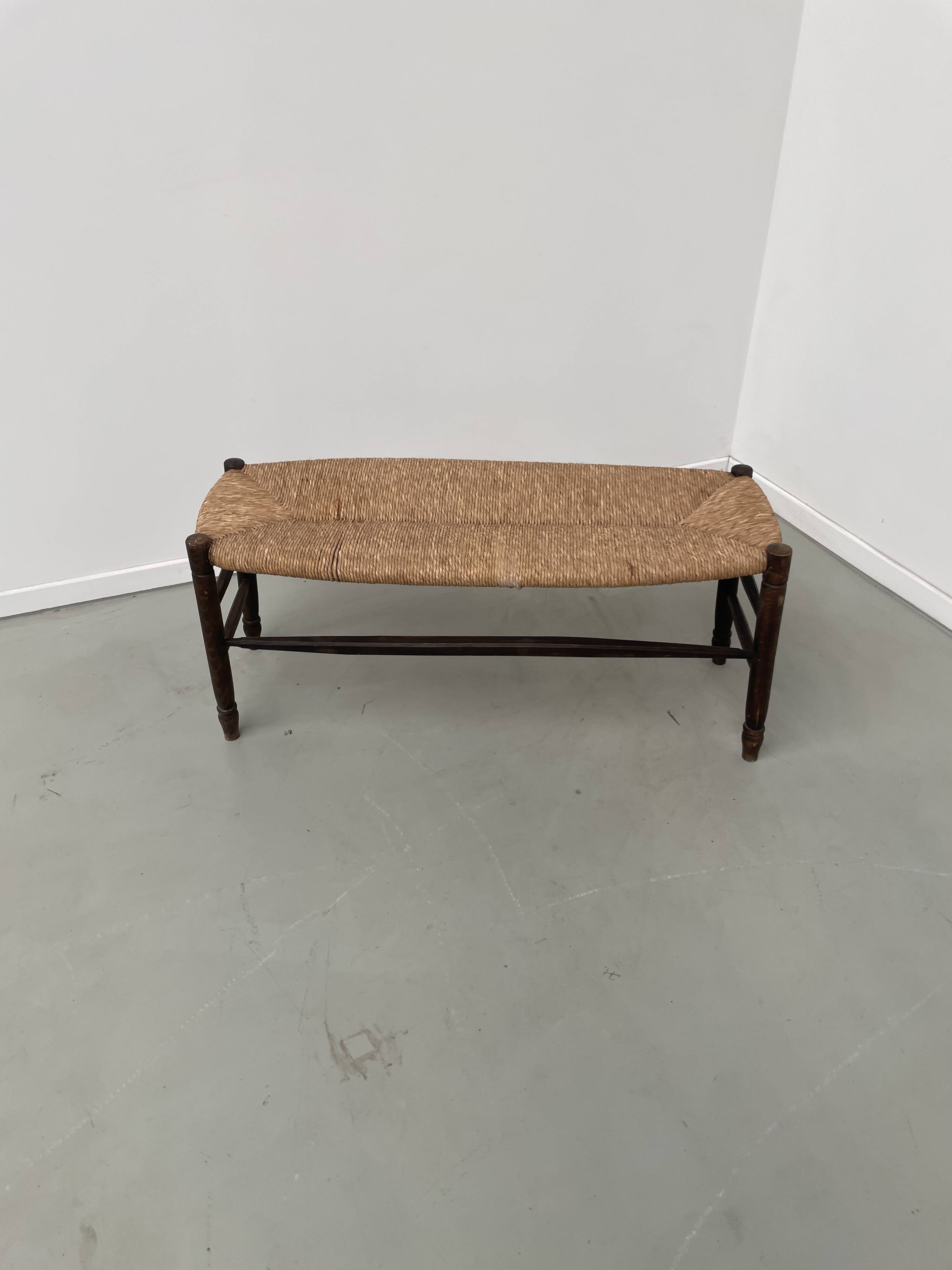 Oak and straw farm bench