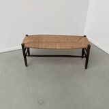 Oak and straw farm bench