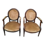 Pair of Louis XVI medallion armchairs