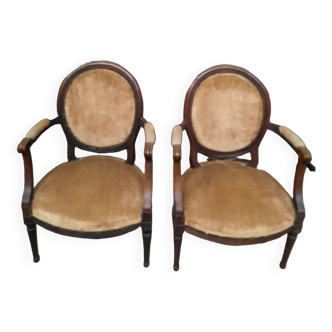 Pair of Louis XVI medallion armchairs