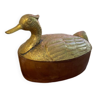 Wooden and brass duck box