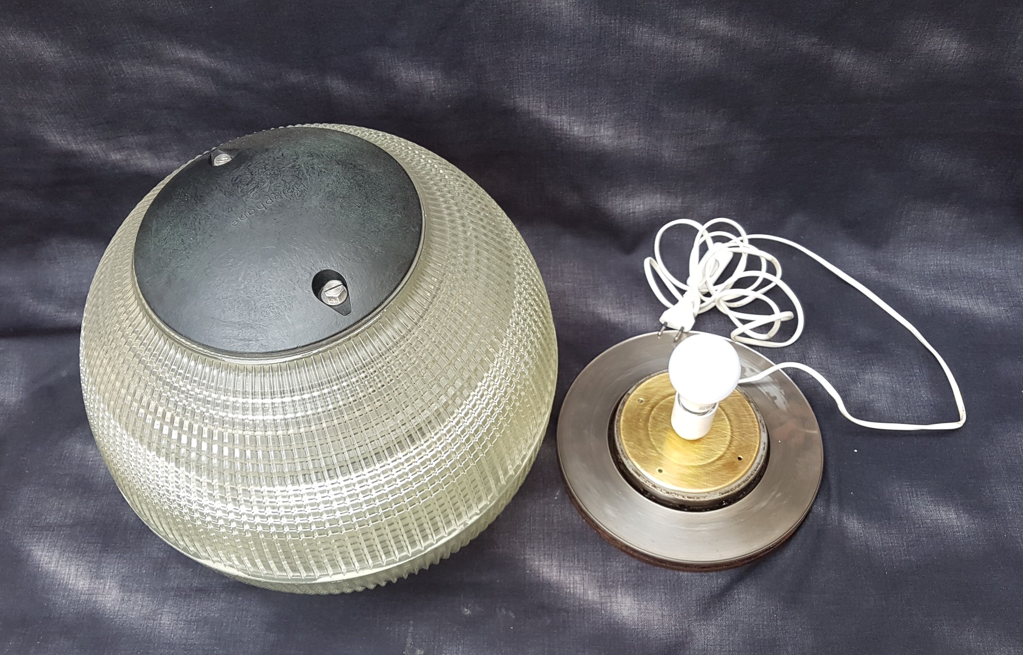 Holophane ball lamp on pedestal