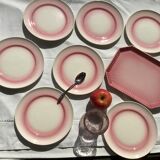 7 assiettes à dessert craquelées rose dégradé