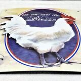 Enameled plate hen rooster chicken Bresse