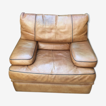 Vintage armchair in fawn leather