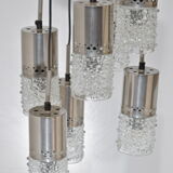Vintage waterfall chandelier, 7 chrome and glass