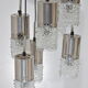 Lustre cascade, 7 suspensions en chrome et verre